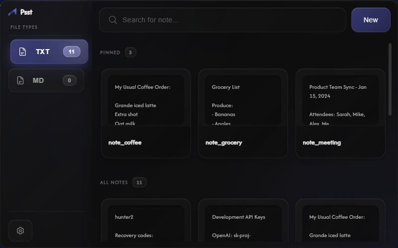 Psst App Preview